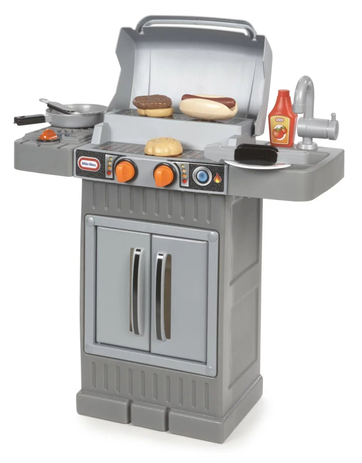 For 3 Kitchen Toddlers 'n Grow Tikes 4+ Kids BBQ 8-Piece Little Toys Playset, Ages Pretend Boys 2 Gray, Girls Grill Play Cook