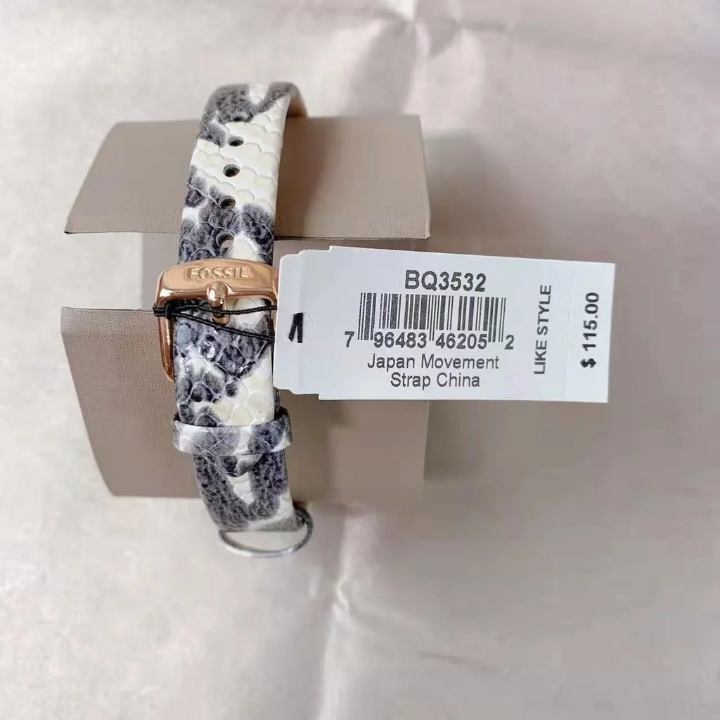 BQ3532 Fossil Leather Three-Hand Watch Tillie Grey