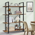 Display Office, Rustic Frame, 4-Tier DIQIN Shelf, Tall Home Shelves Bedroom, Living Book Bookshelf, Open for Bookcase Brown Metal with Room,