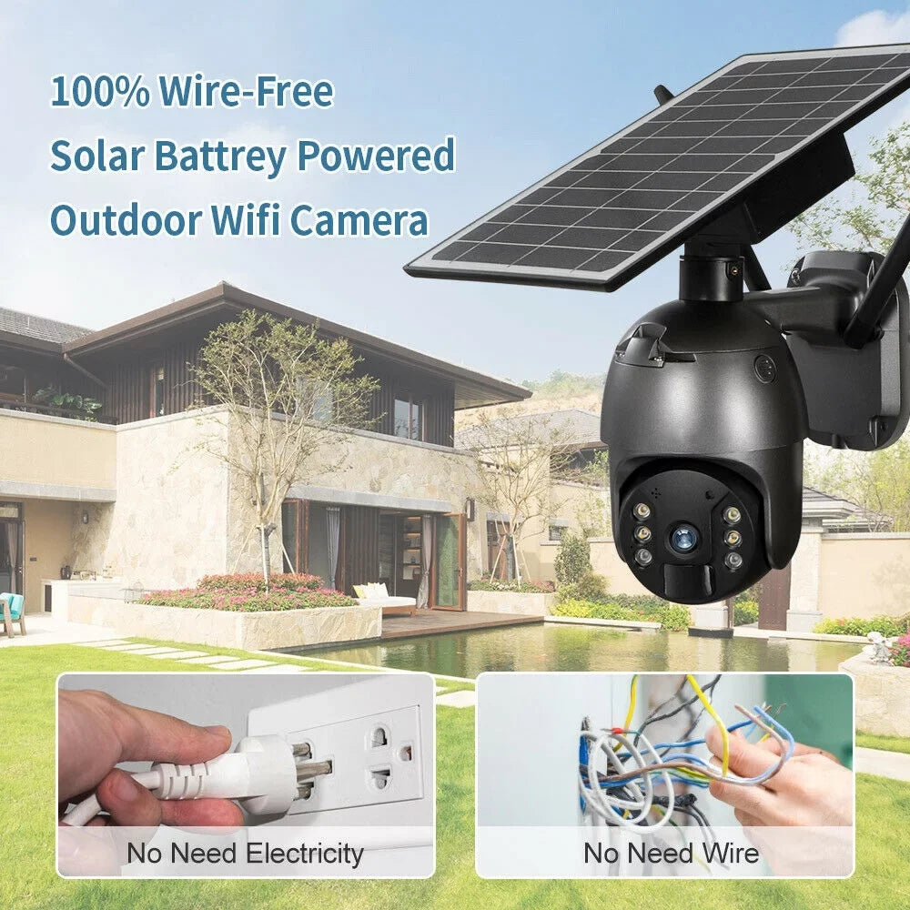 DFITO Motion Wireless HD AI PTZ 2-Way Audio, Waterproof, exterior Surveillance Camera, Detection CCTV Human 1080P IP66 Security Detection, WIFI PIR Camera Solar Camera Security