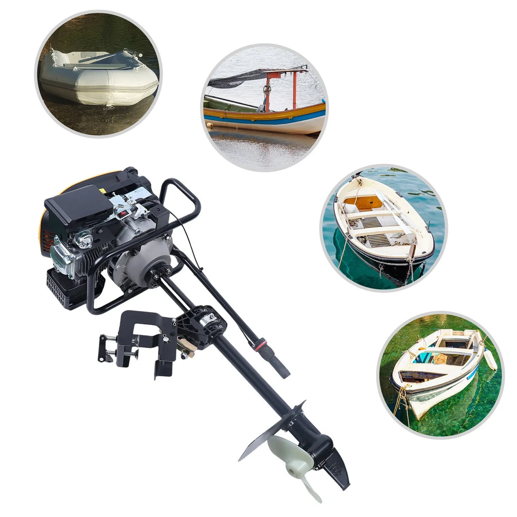 4 Motor Duty Boat Heavy 4.3KW Stroke Boat YIYIBYUS Outboard System Engine,225CC Propeller Outboard Engine Motor Cooling Air Outboard