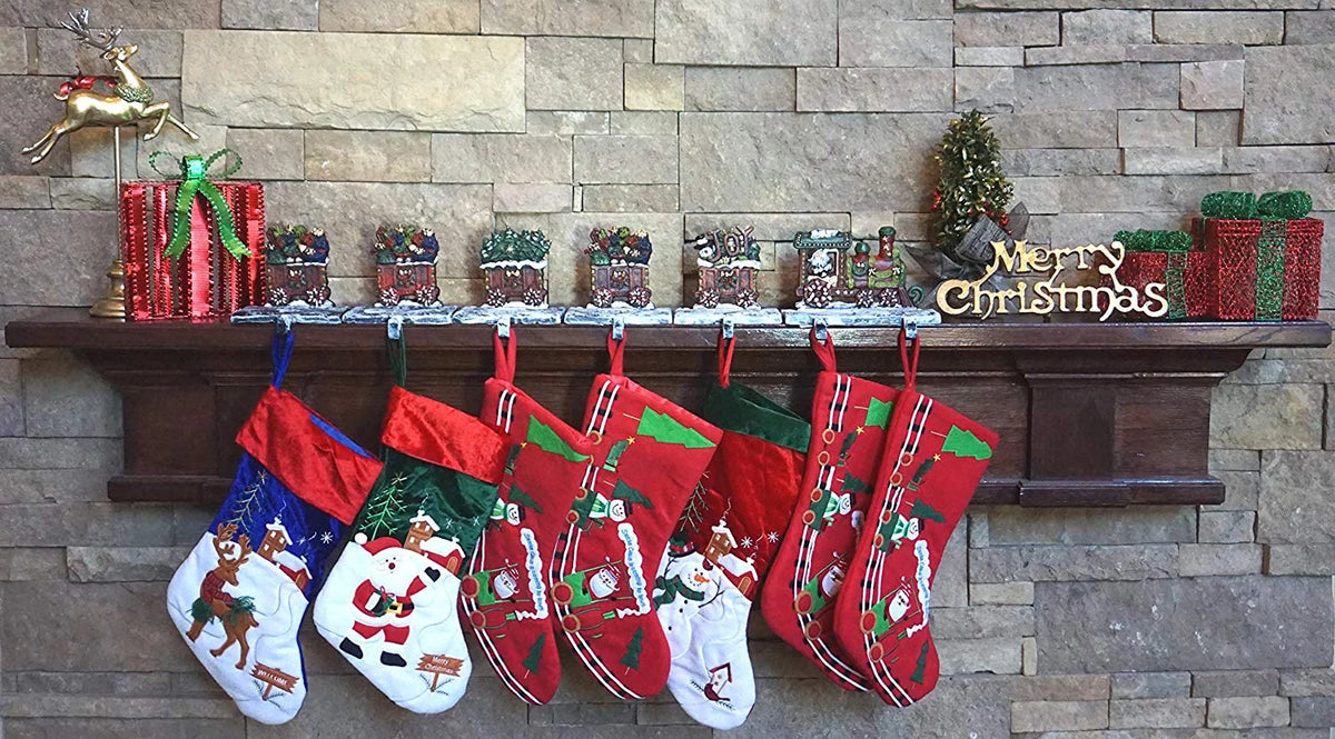 Train LuLu Train Approx 7 Hooks, 3 Decor, 5 Strong Stocking 2D) (Combo Each Heavy Rail Engine lb carts, 2D with Sturdy Holders, Beautiful & 100% Christmas Cast Weighs Hooks, Stocking Iron