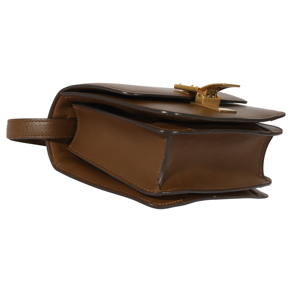 Smooth Celine Small Brown Pre-Owned Box Leather Bag