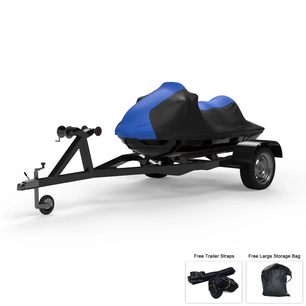 Ski And Ski Bag All 2003-2004 - And - Trailerable Jet Rays, Rain, UV Sun, - For Jet Storage Protects KAWASAKI / More! - climate STX-12F from Color Includes Black Cover Straps Trailer BLUE Weatherproof
