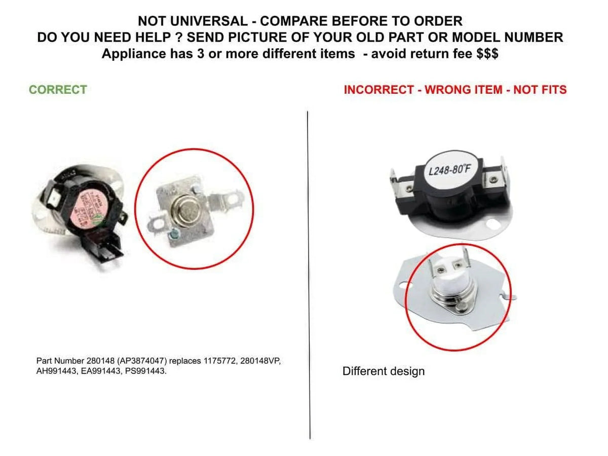 Thermostat PRO CKD5707 PS991443 & GLOB PD00002627 Thermal AP3874047 SOLUTIONS EAP991443 Fuse
