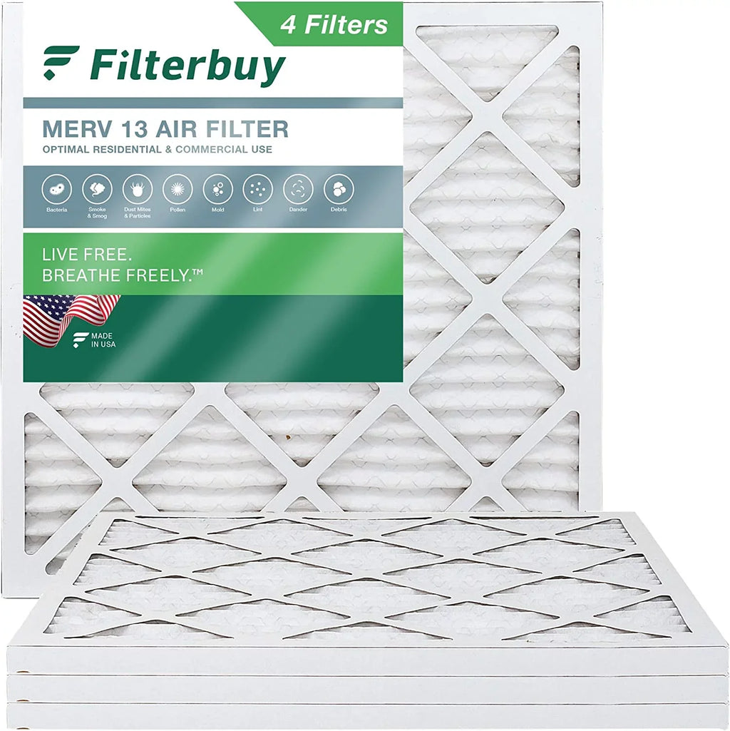 Filterbuy Pleated (4-Pack) Air Filters 12x12x1 Furnace 13 HVAC MERV AC