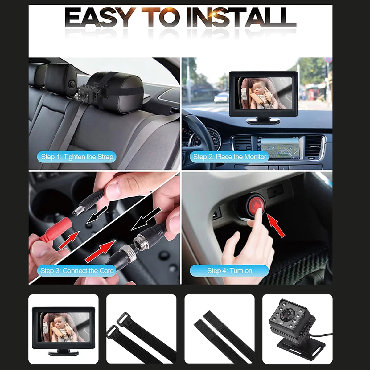 and View 150° Facing Seat Rear Wide Display Car Mirror HD Video Camera with Baby Anself 1080P for Invigilator