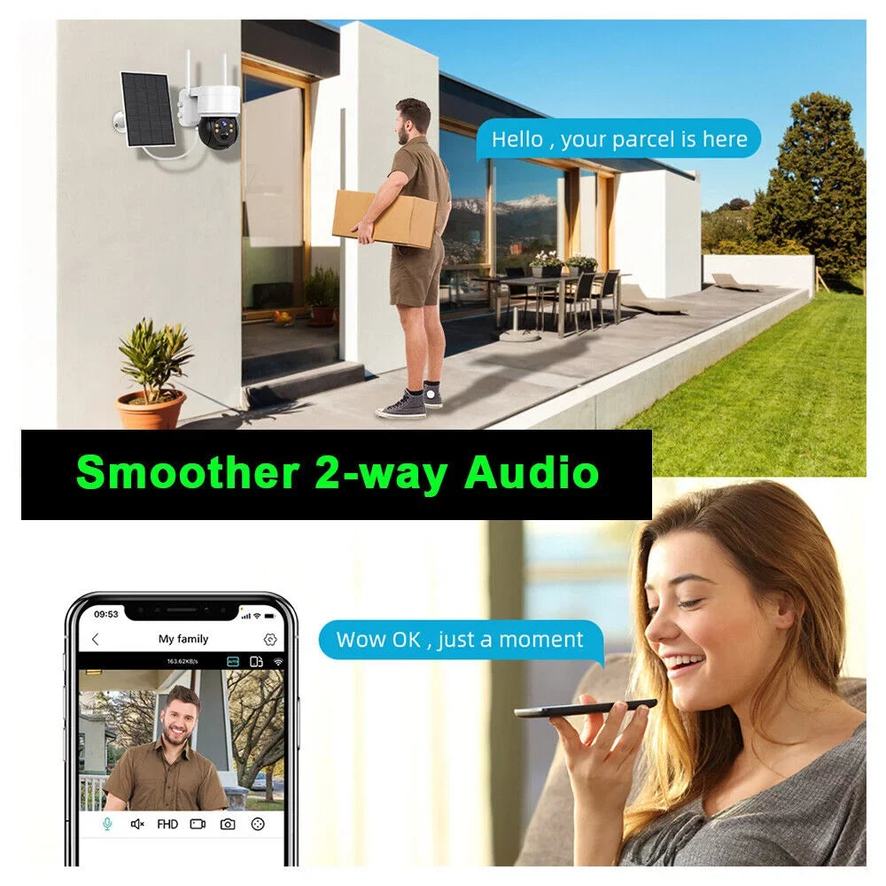 Vision, Siren, Detection, Wireless Way 2 exterior, Camera, Powered 15000mAh Solar Cameras with Solar 2K PTZ PIR Battery, Night Motion Security Audio, Cameras 360 & Color Security Beisu WiFi Spotlight