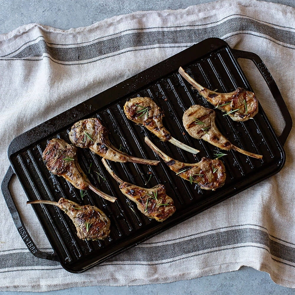 Double - Cast or Lodge Fire Open Reversible Iron Grill, Stovetop, Collection Cast Oven, Iron Iron Cast Chef & - Burner Handles for Flat Griddle Skillet Grill/Griddle Grill with