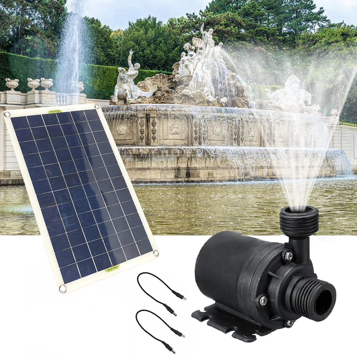 Solar Panel Fish Pond Kit 20W Pump Bath Hydroponic Garden Submersible Low Bird Goldmeet Powered liquid Noise 12V Fountain for