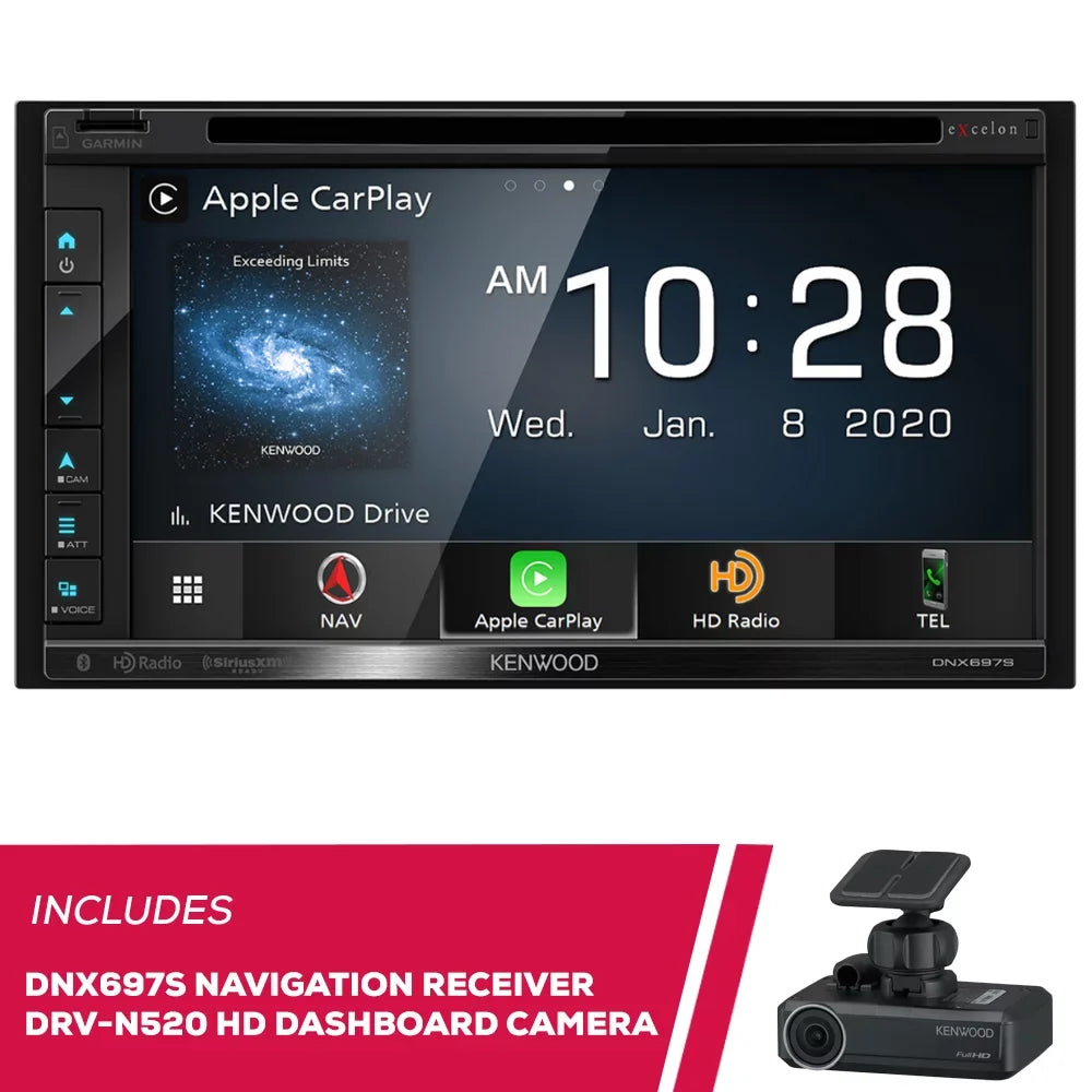 DVD Full HD Navigation New Camera Dashboard DNX697S Receiver Kenwood & 6.8" DRV-N520