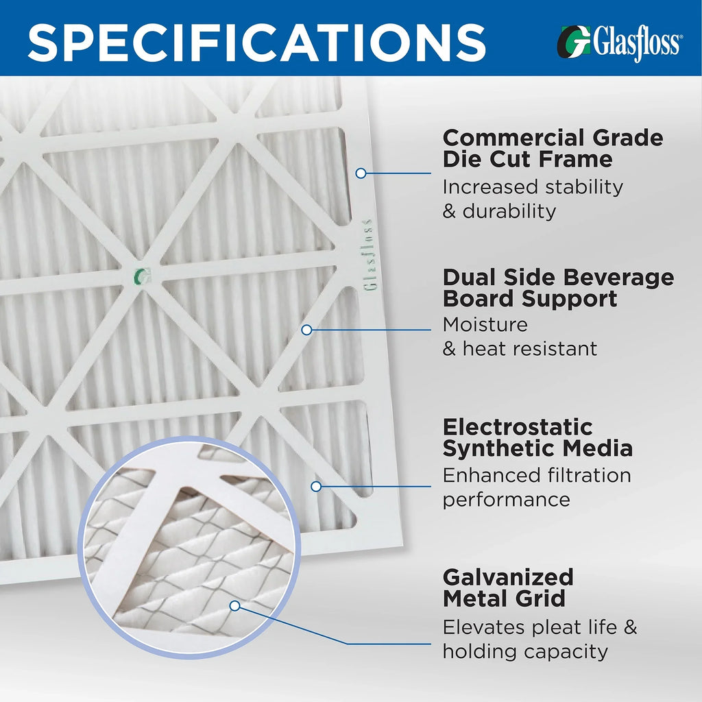 4" dimension: Actual x x Glasfloss. of by Pleated MERV Filters 10 Inch Air 6 23-3/8 23-3/8 Pack 24x24x4 3-3/4