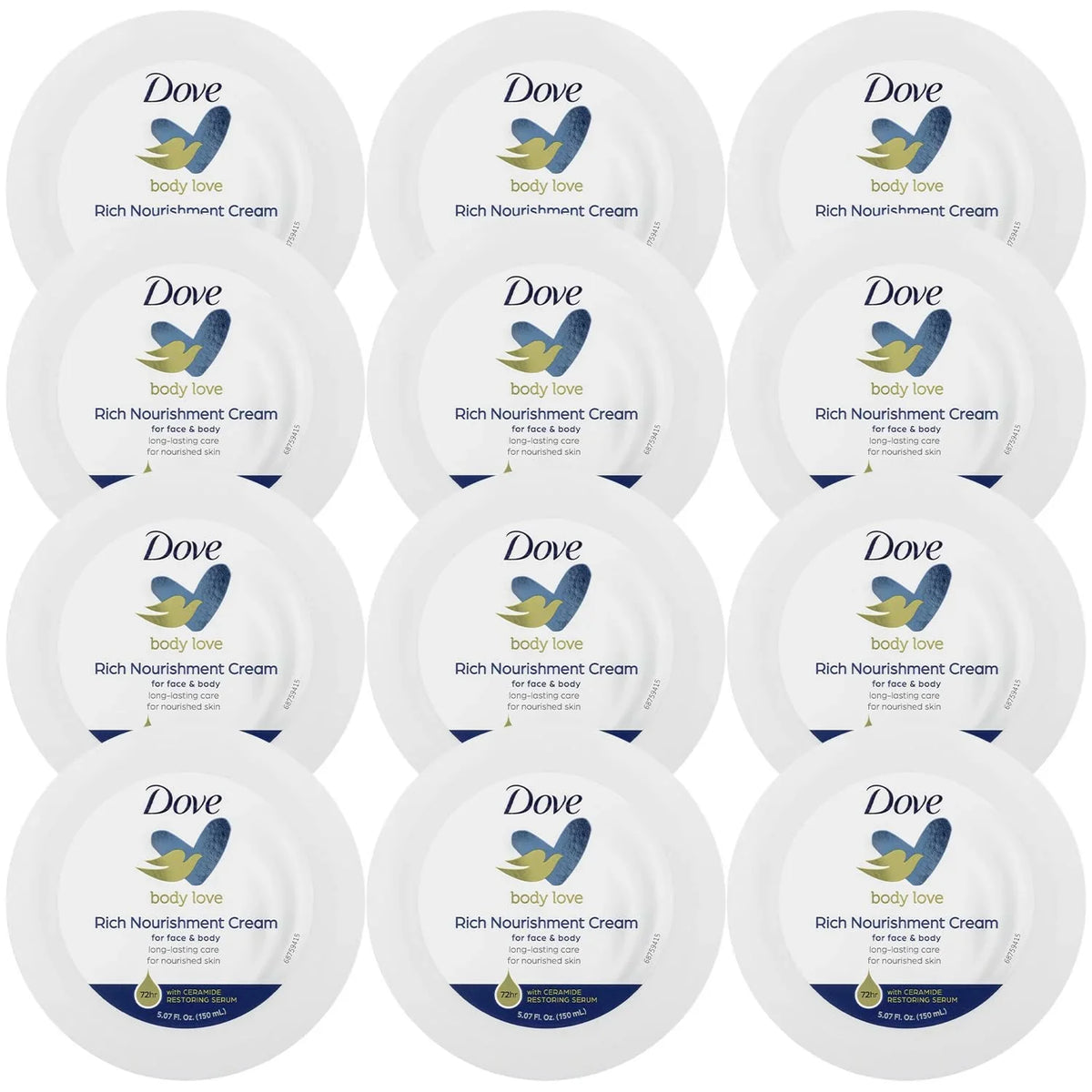 Cream, Moisturizing Of Dove Ceramide Body Fast-Absorbing Fl 5.07 For Nourishment Body Extremely Rich 12) Skin, 72-Hour Hand Lotion With & Face, Dry Cream Serum, (Pack Oz Love