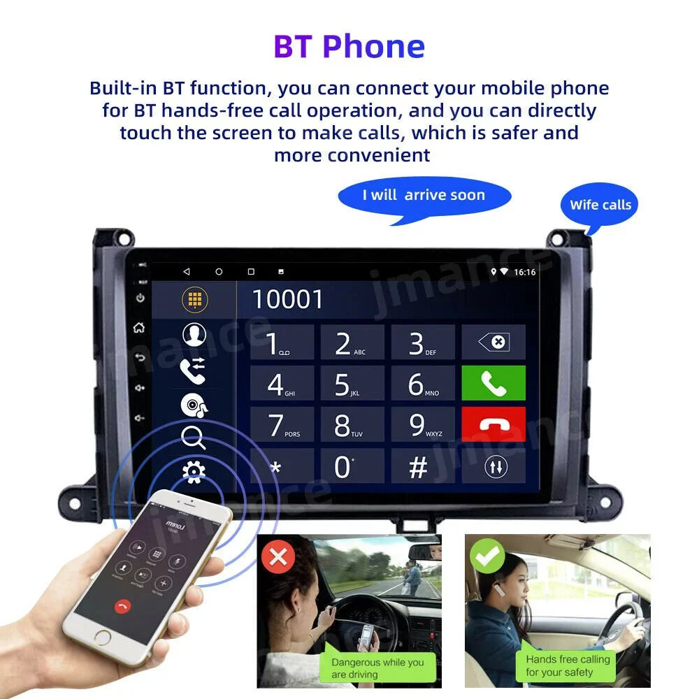 2011-2014 CarPlay Stereo Support Android Wireless Andriod Camera with Auto Toyota for Sienna JMANCE Backup Car 10