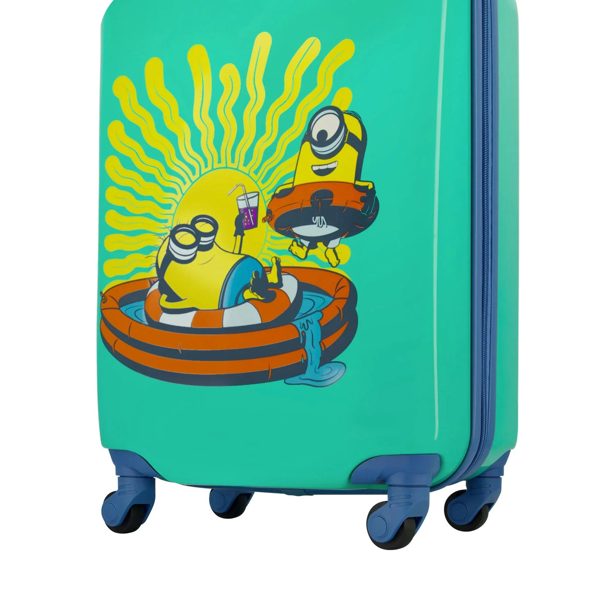 Suitcase Rolling Teal Spinner Hardshell Carry Wheels, 21 Inch Kids On with Minions Luggage,