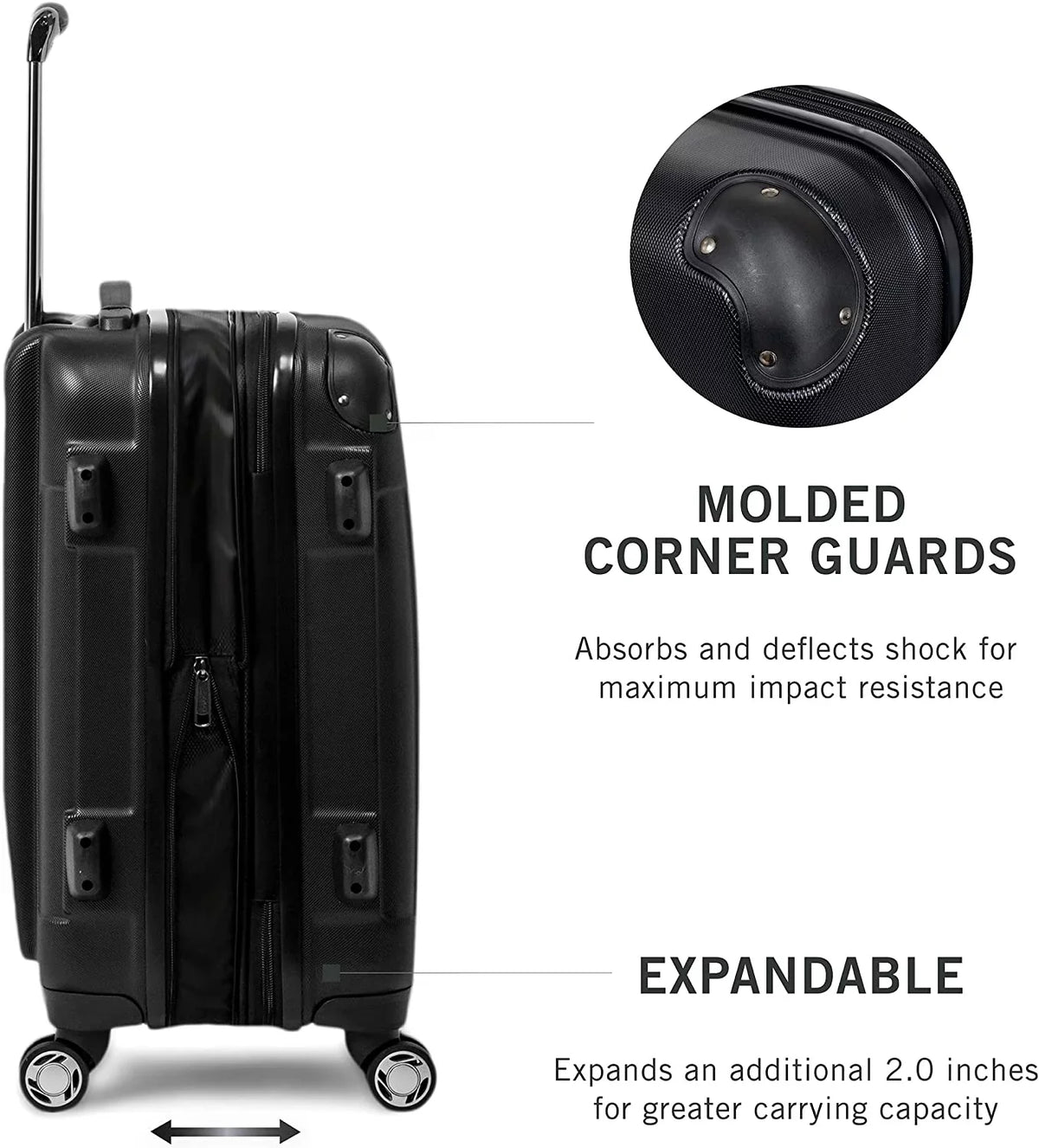 (20"/24"/28") (20"/24"/28") 8-Wheel Hardside Luggage Spinner Cole Black, Renegade Black Expandable Kenneth Set Set REACTION 3-Piece Suitcase, 3-Piece Lightweight