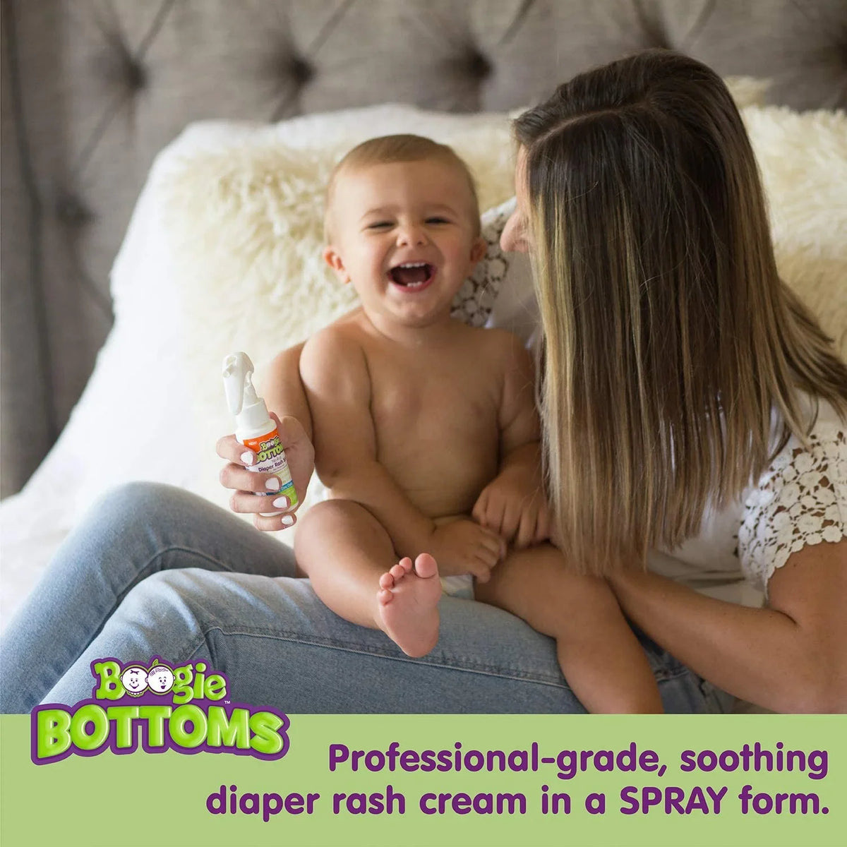 Cream Rash Baby Bottoms, Bottle, for Touch Over 3 Pack Sprays 1.7 per No-Rub Boogie Sensitive Spray by Diaper Application 200 oz, of Skin, Free