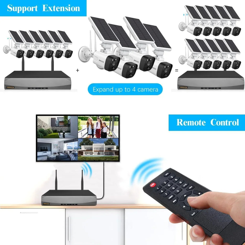 Home pre-installed OOSSXX {100% Drive Camera System}, Wire-free Wireless Hard 3.0MP Security 2K with by 2TB Surveillance Solar system, 8-channel 6pcs cameras NVR, solar
