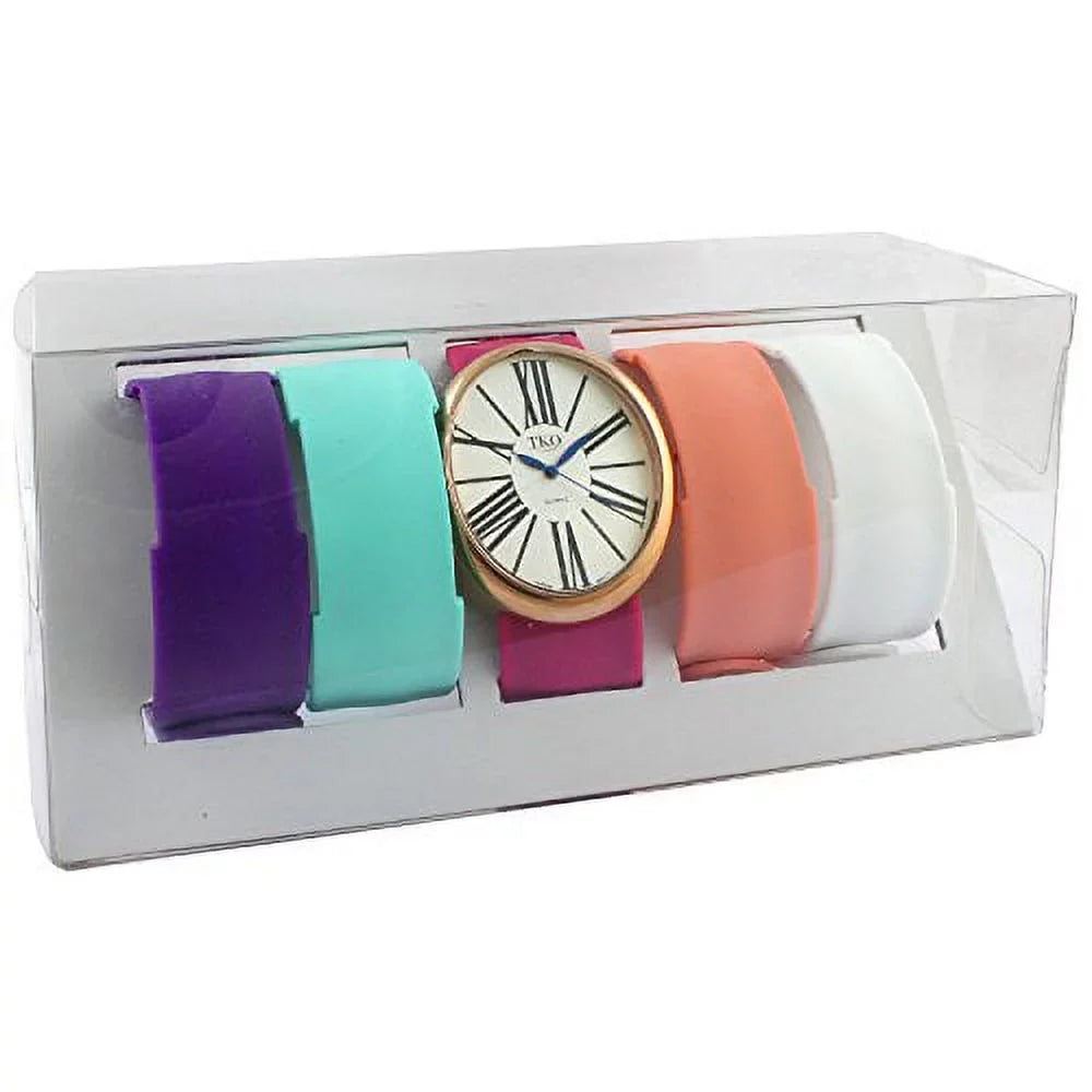 Slap Interchangeable Watch Large Gold Dial Band Numeral Rose Set Roman Gift 5