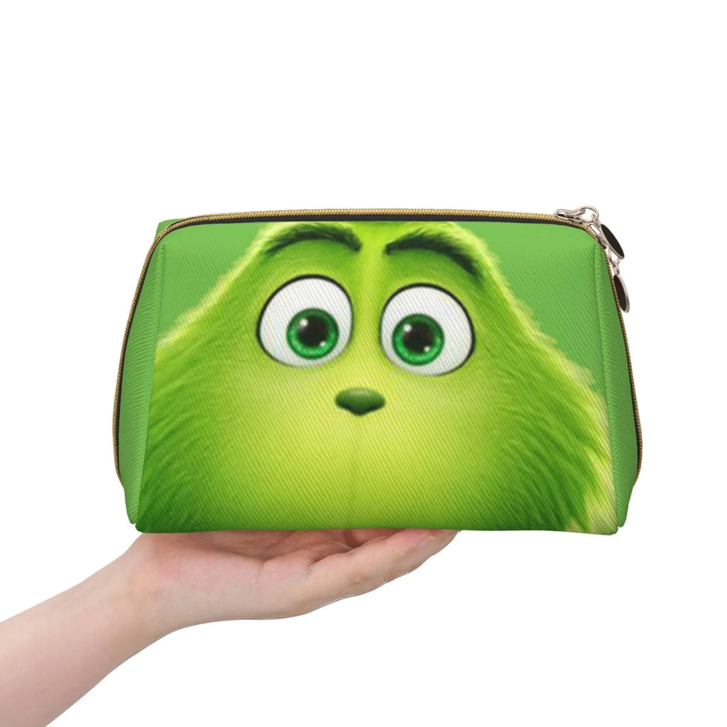 Storage Leather Travel Toiletry Grinch Green Pouch Organizer Bag Portable Cosmetic Gift Bag Makeup Purse