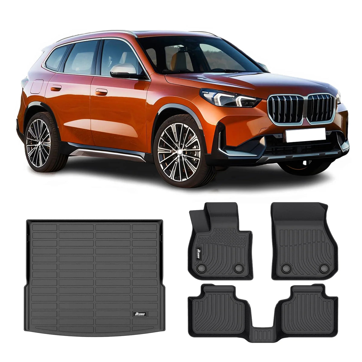 Set 3D Mat Black Interior Tray All Floor Floor Trunk Trunk Car Rear Mats Cargo + Motorsports X1 climate with TPE 2023-2024 Anti-Slip Accessories Compatible Full U11 Liners Ikon Waterproof 4PC Mats