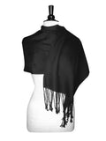 Solid Wool Scarves Color Scarf 100% BLACK Womens Wrap Pashmina Shawl Biagio