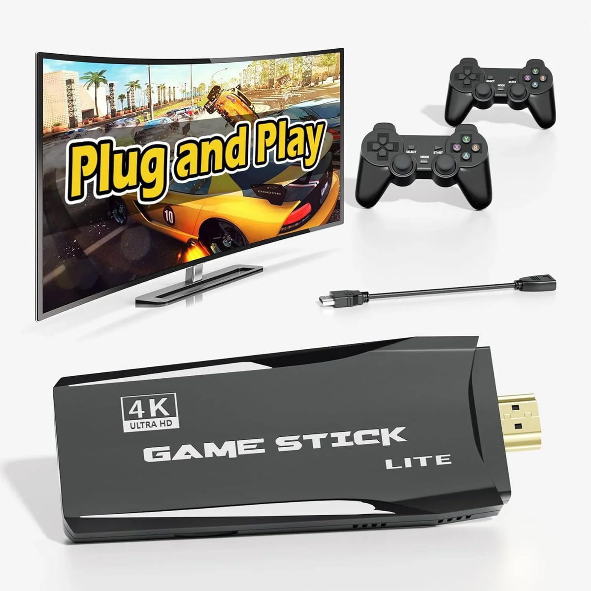 Games for Wireless Retro 4K Retro Classic and Video Emulators,Plug Preloaded Console Stick HD Port,2 Gamepads(64G) Game Play S2 Stick - Support Games,9 12000+ TV,Nostalgia Emulator