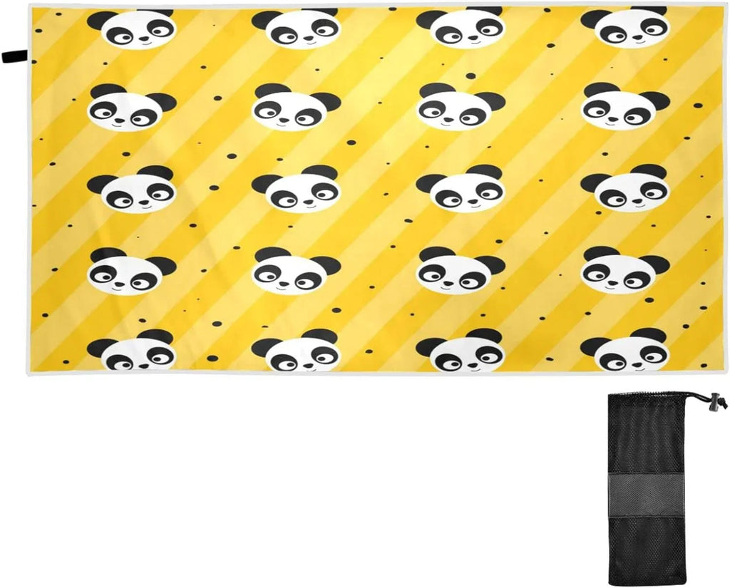 Dry 31”X71” Towel Panda Quick Dot Towel, Multipurpose Towel Beach Shower Microfiber Bestwell Blanket, Bath Free Thin Pool Yellow Yoga Towel Oversized Polka Sand Lightweight Swim