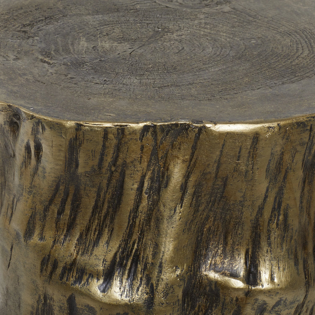 Grain with Carved Gold Table, x Finish 19"H Inspired Log Eclectic Wood Accent 18"W Chopped DecMode Gold Tree