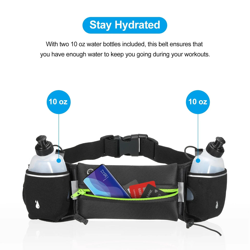 Uxcell liquid Belt, Running with Bottles, Belt Running Pack Green Pouch Waist Hydration