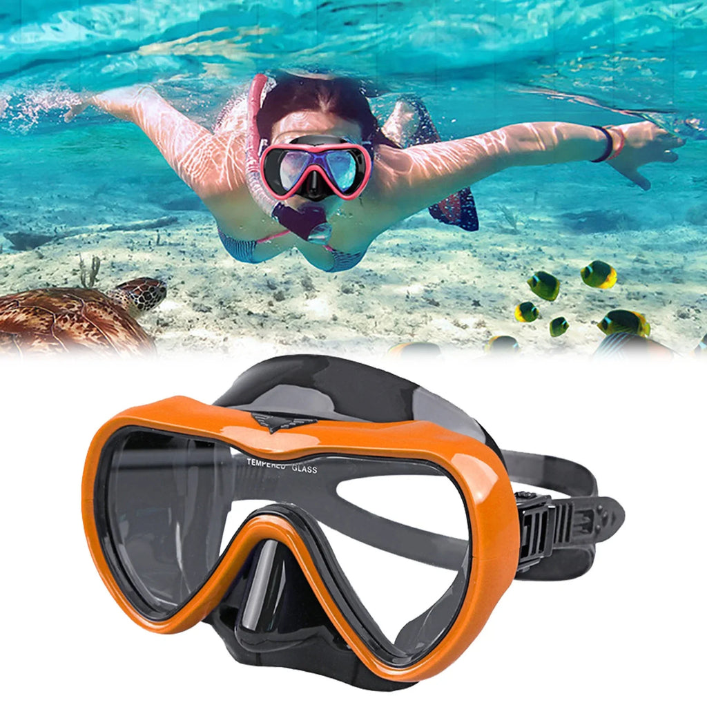 Single Face Snorkeling Adult Diving Silicone toughened Frame Swimming Goggles YHAIOGS Goggles Glass Large Lung Lens Divingmask Diving Deep