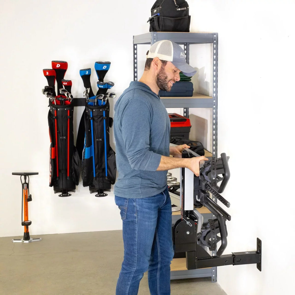 Max Organizer, Holds 175 Trailer lbs Bike Wall Duty Garage Hitch Mount, Heavy Storage, Hitch Steel, StoreYourBoard Hanging Receiver 2"