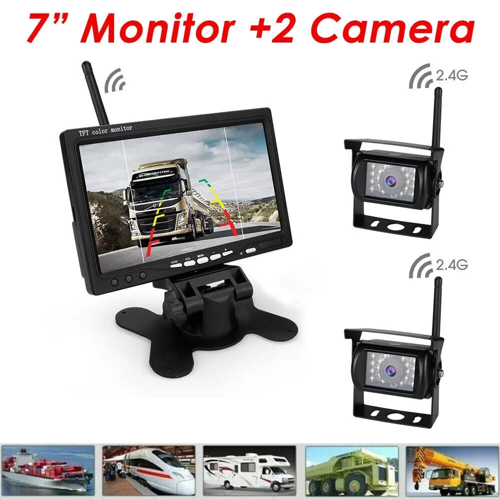 Parking 7" Truck RV, Wireless Backup Vehicle 1Pack for Kit: Vision, Night System Monitor Bus, Camera with Trailer, Waterproof