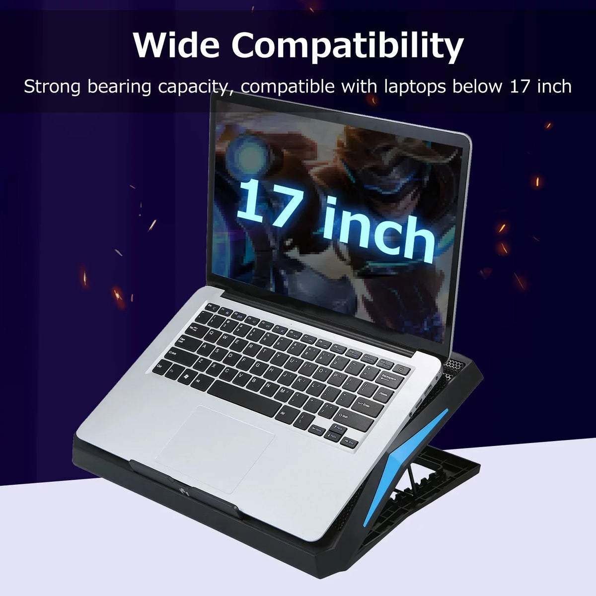 6 Cooling Foldable Adjustable Stand Low Height with Noise Operation and Fans, Laptop