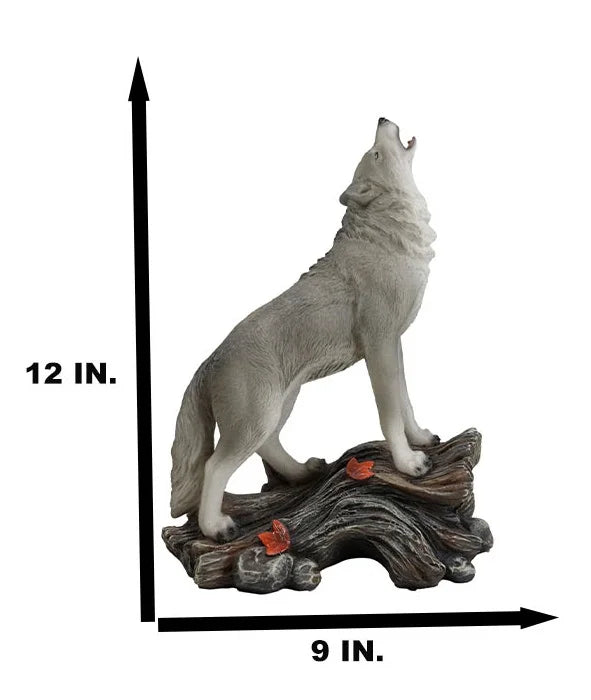Of Large Gray Alpha 12"H Howling Statue Wolves Cries Decor Night Spirit Wolf The