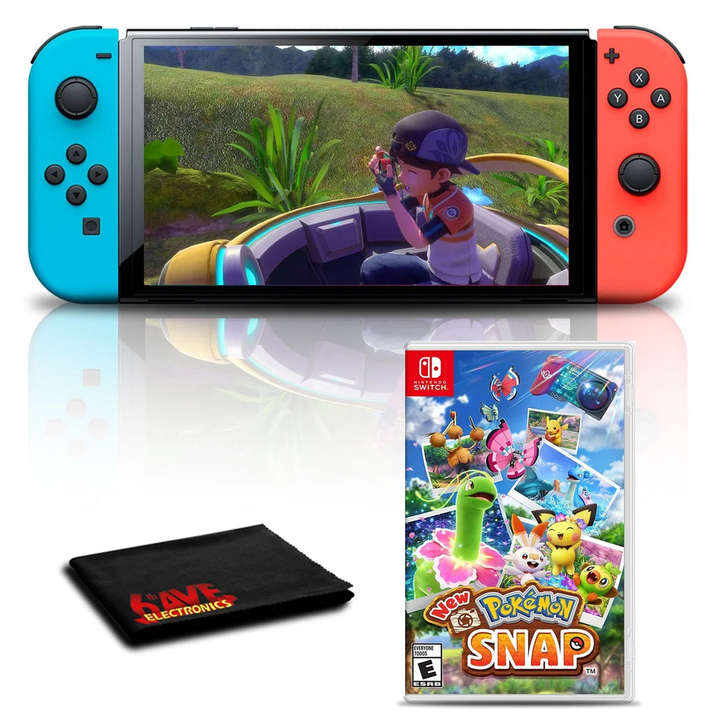 Game Switch OLED with Snap Nintendo Pokemon Neon Blue/Red