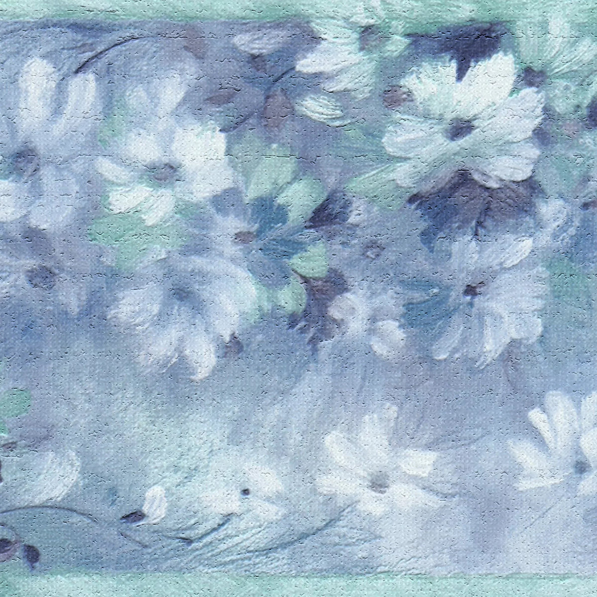 Flowers 15 Deco's Wallpaper Stick Dundee White Self Blue Wall Abstract 7 Border ft - Teal in, Border x Design, Retro Adhesive and Peel