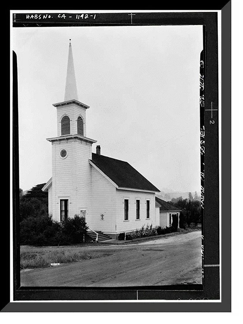 21-7/8" Church, Soquel, Santa Congregational x County, 17-7/8" Print, Cruz CA, Historic Framed