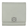 L-shaped compact ANAGRAM series metal Loewe light C821L57X01 WALLET green COMPACT (Good) fastener silver flap fittings Pre-Owned folio LOEWE wallet Anagram FLAP leather