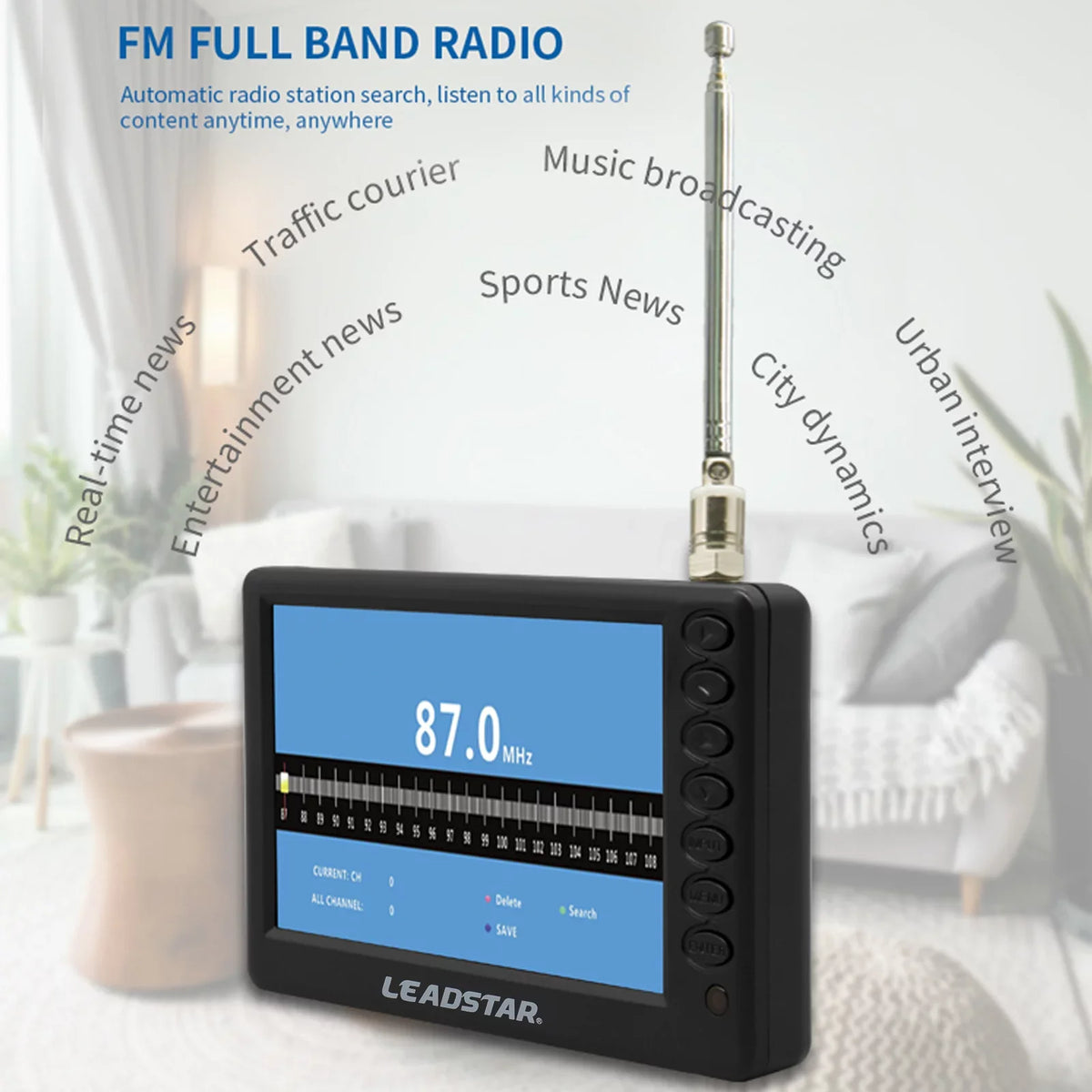 LEADSTAR Remote Radio, Car Digital - TV 5-inch U TF Player D5 Player, ATSC Pocket-Sized Portable Playback, and Television, Includes Card Screen, Multimedia Disk Control