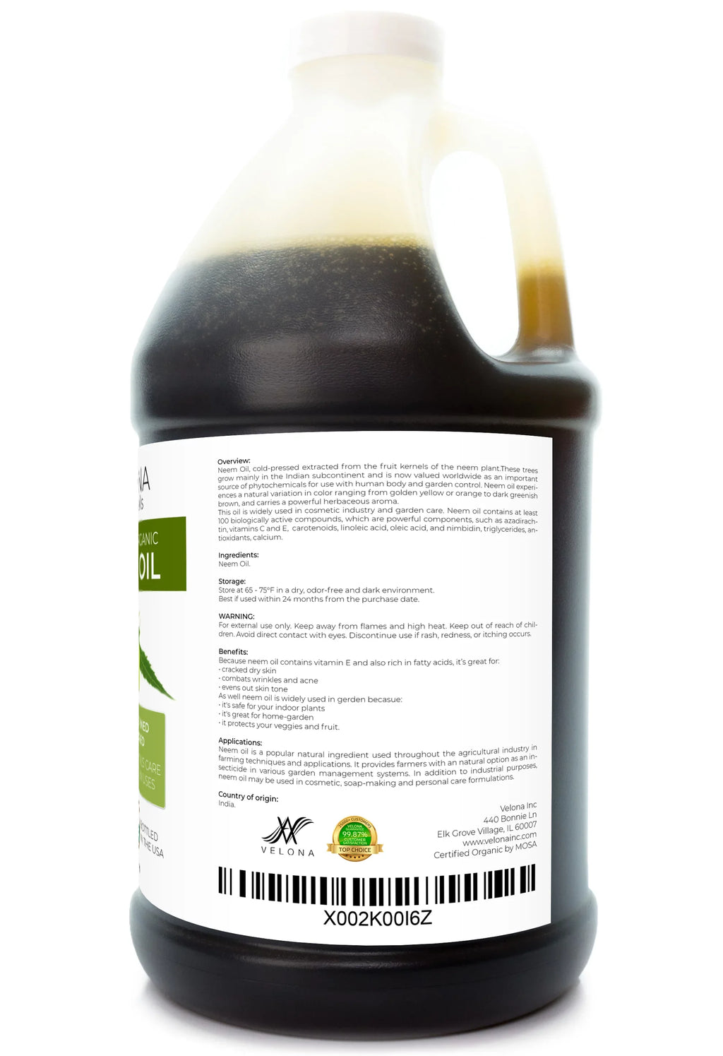 Results Use Cold 100% Skin | and Organic Certified Oil Hair, Oil Today Natural Care | USDA Unrefined, | oz - 64 | Neem Enjoy and Pure Pressed - Velona Virgin, Body Carrier