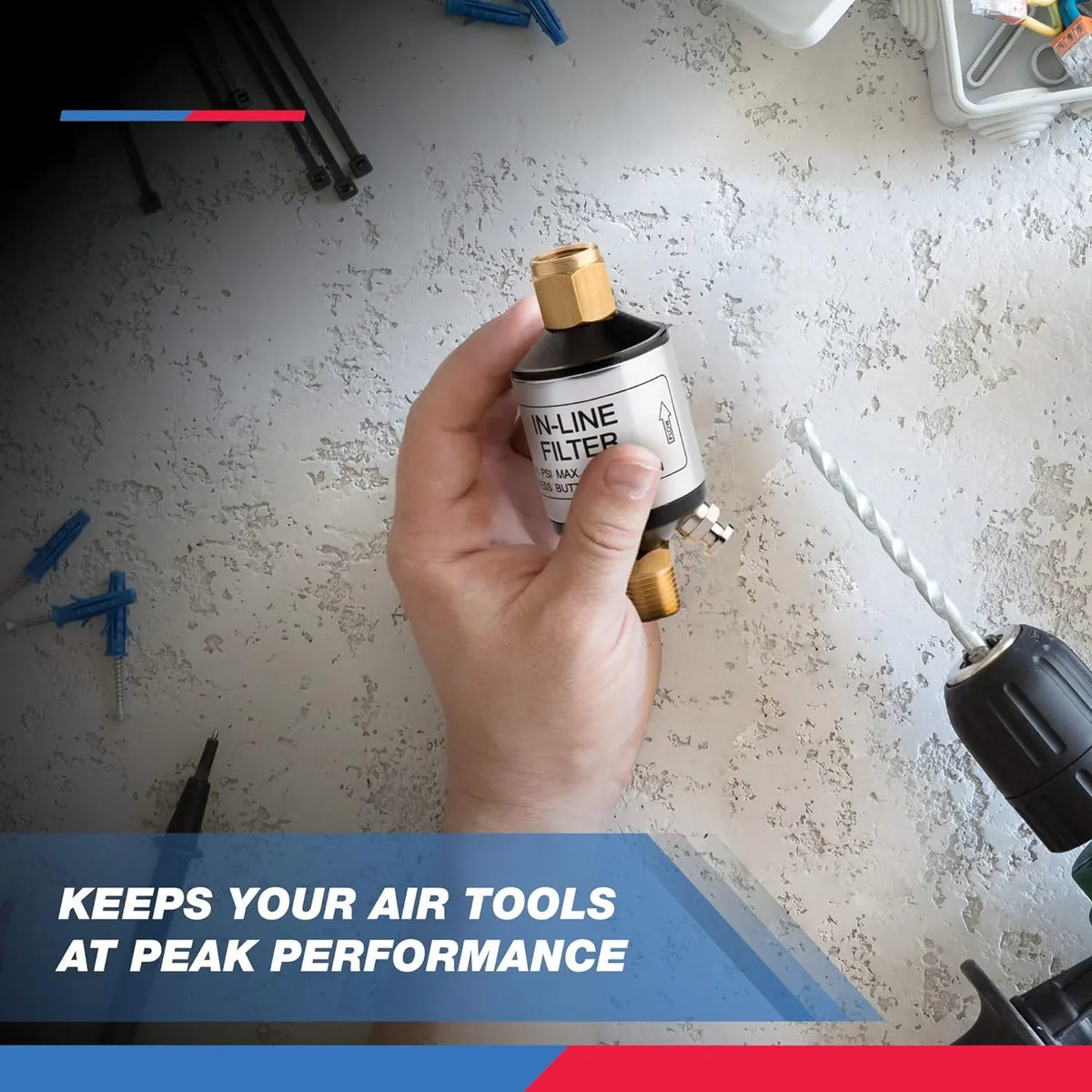 Tool NPT Compressor liquid | | PSI Tools Line NEIKO 150 1/4" Inlet Air Accessory Lifespan Separator Protect | for Air of | and Optimize 30253A Pneumatic Black Air | and and Performance, Oil Outlet