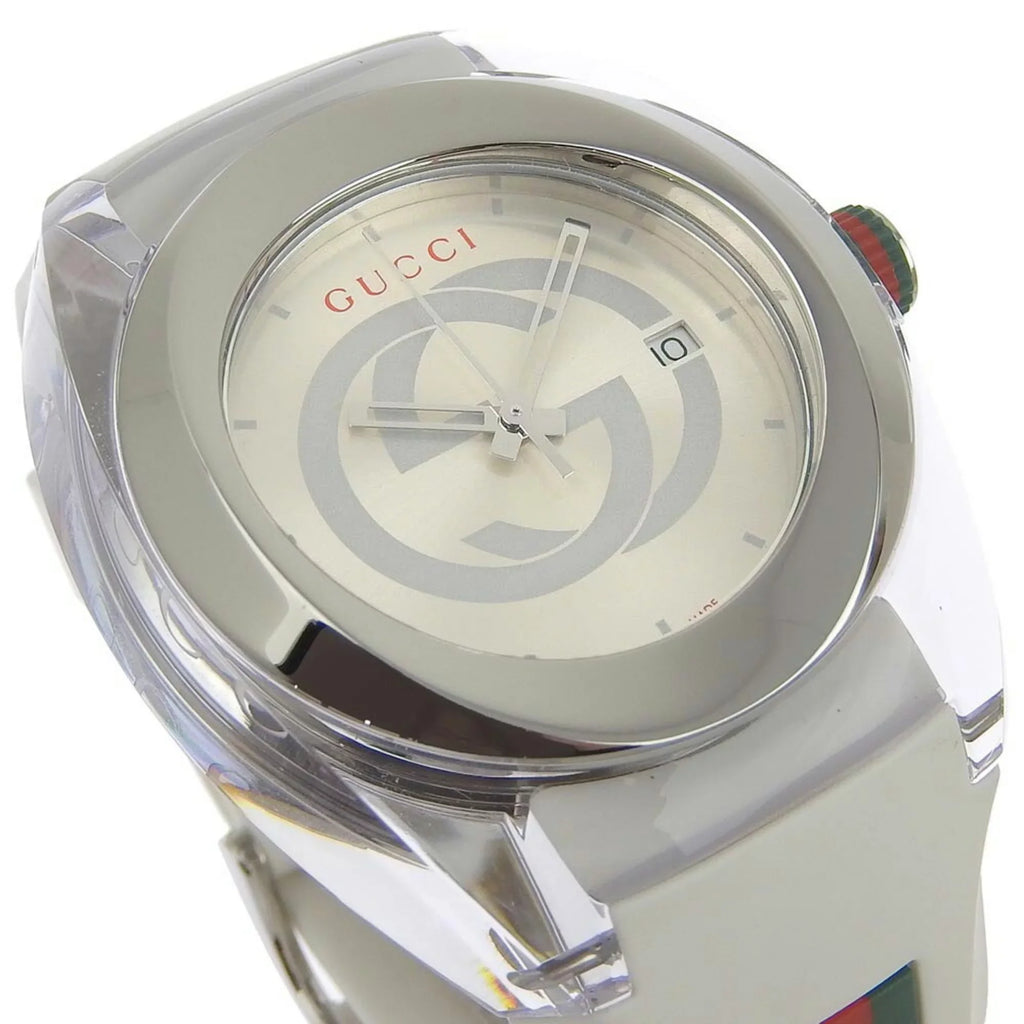 Watch Men's Silver Sink Display Used Authenticated Rubber Stainless Analog 137.1 Dial Steel Quartz x