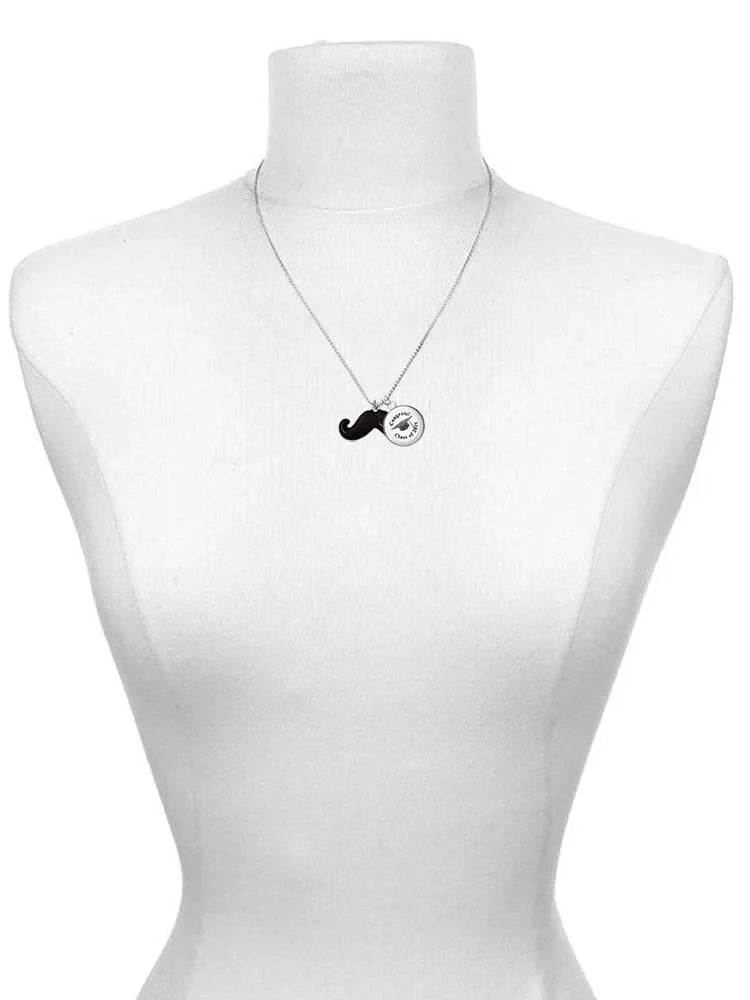 Masks Dome Large Black Real Wear Mustache Silvertone Enamel Jewelry Necklace Delight Heroes Charm