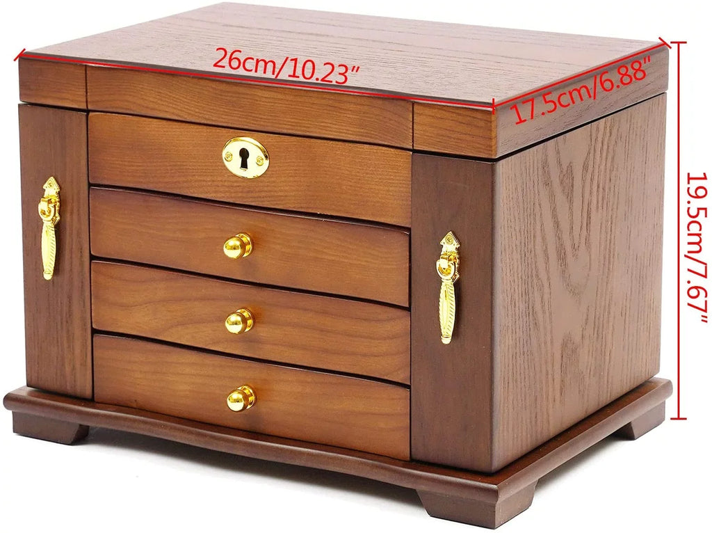 2 Gemstone Case Swing-out W/ 4 Drawers and Storage Case layers Display Wooden Cabinets MONIPA 4 Jewelry