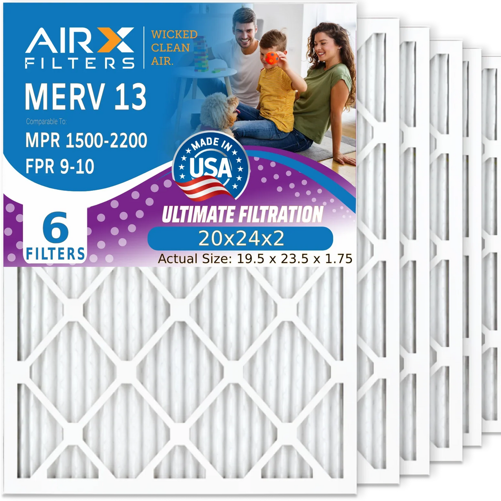 Filters Pleated AIR. 1500 & 9 AIRX 20x24x2 Air - 2200 20x24x2 FPR 13 Air Comparable by Made Filter Pack CLEAN HVAC USA MERV WICKED MPR Premium Electrostatic FILTERS Furnace to Filter AC Conditioner 6