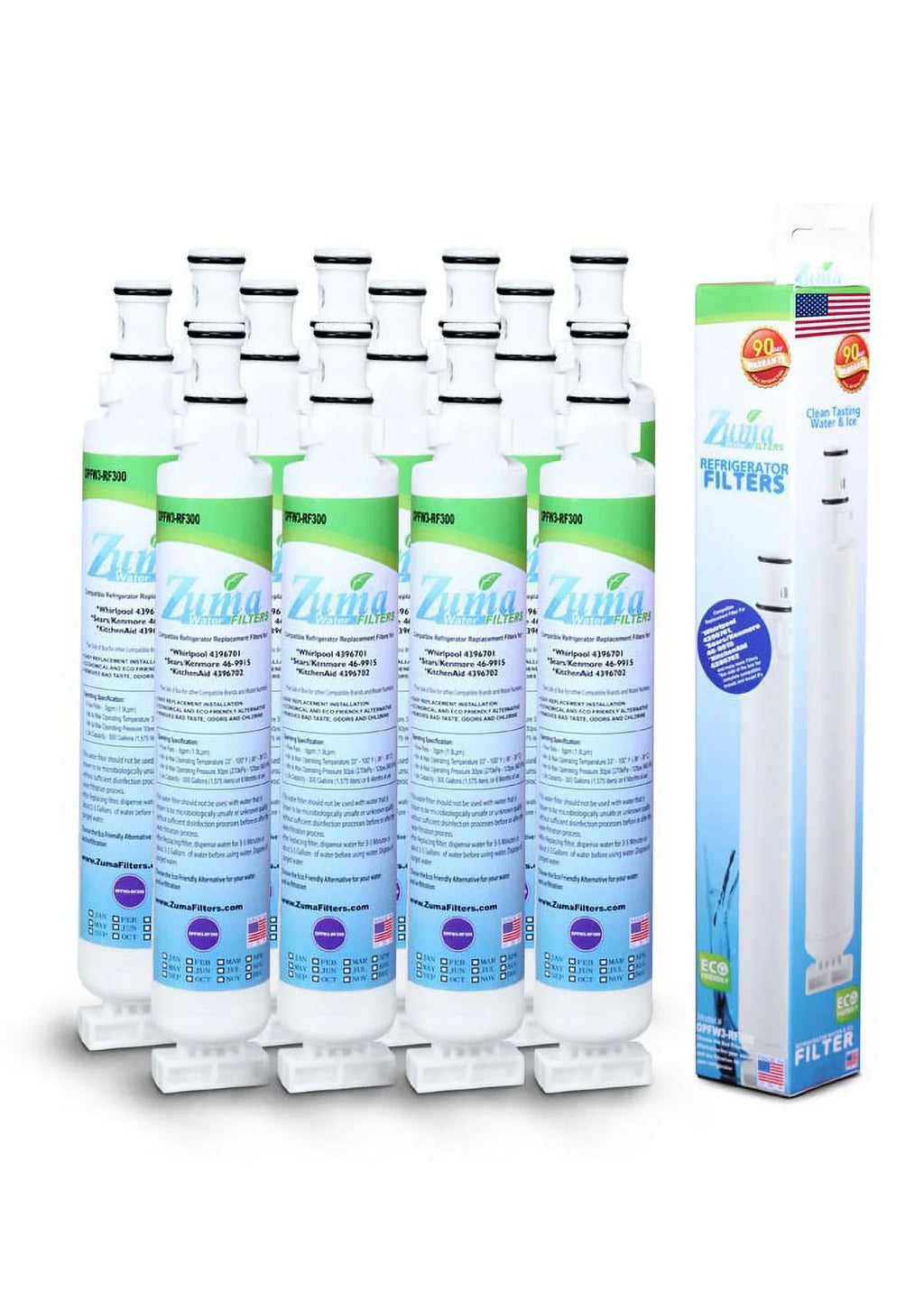 , 12 with Brand - , ZUMA , 6701 Ice Model Compatible and Made U.S.A. # OPFW3-RF300 Whirlpool® - Pack Filter in liquid