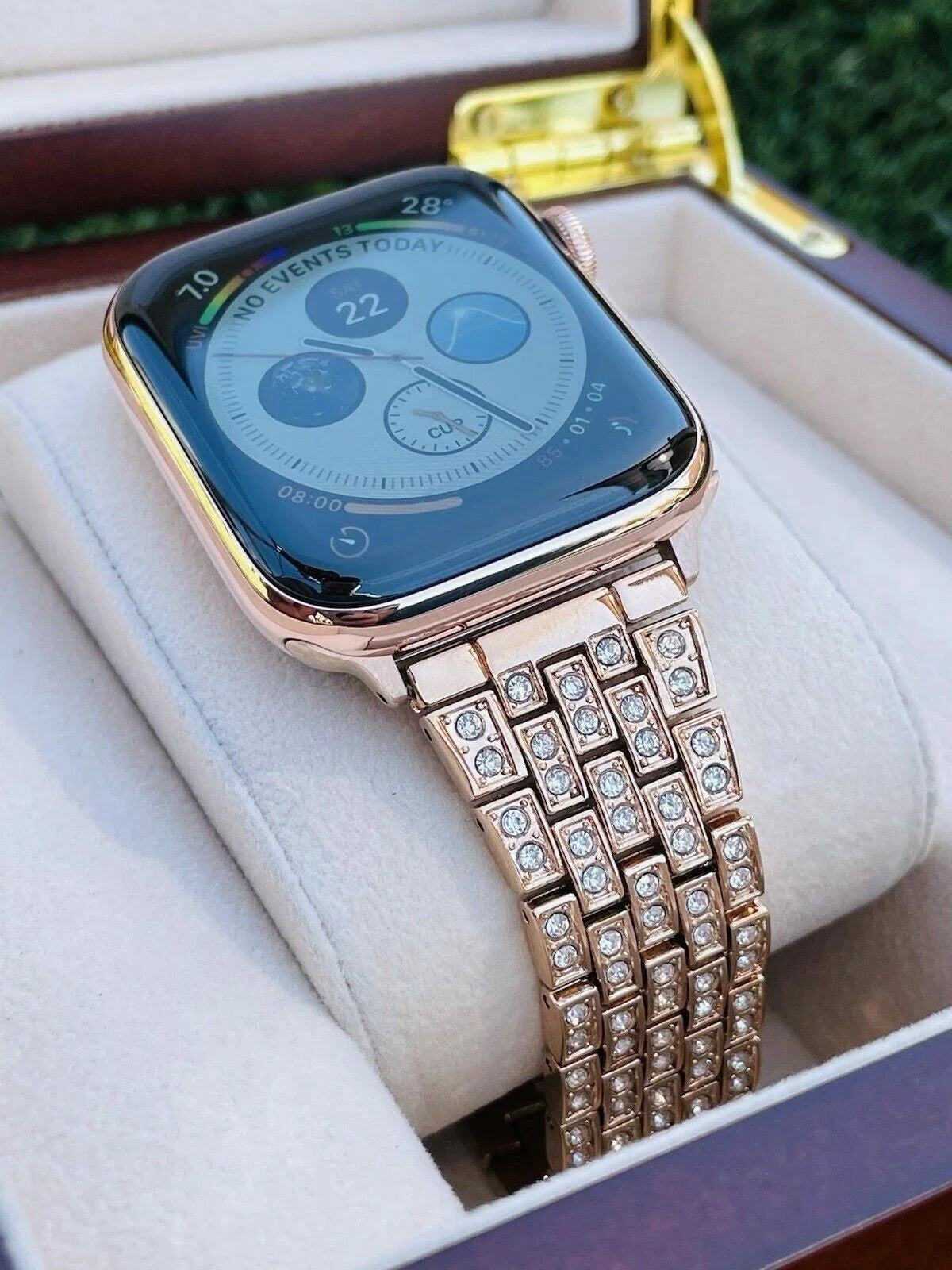SERIES Band Steel 24K iWatch Rose Stainless 7 Rose Gold 45MM Custom Gold