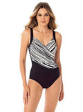 One Control 10 Slimming pc Tummy Underwire Women's Miraclesuit Swimsuit,Black,