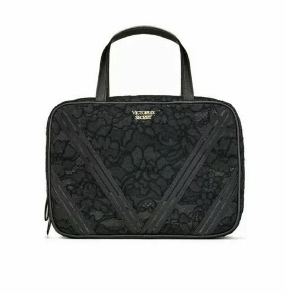 Floral Secret Bag Case & Cosmetics Black Lace Victoria's Clear Travel NWT Jetsetter